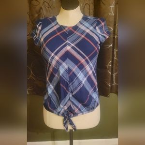 Maurices Plaid Top with Knot Front Tie Size XS